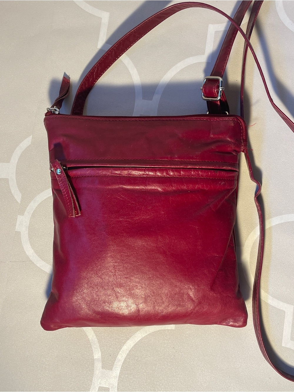 Latico Leather Burgundy Crossbody Messenger Bag